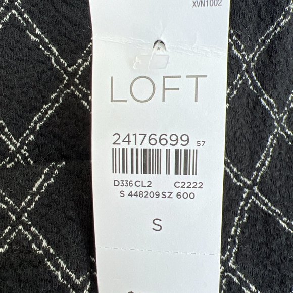 NWT Loft Elastic Waist Pull On Diamond Print A-Line Skirt Black & White Size S - Picture 5 of 6